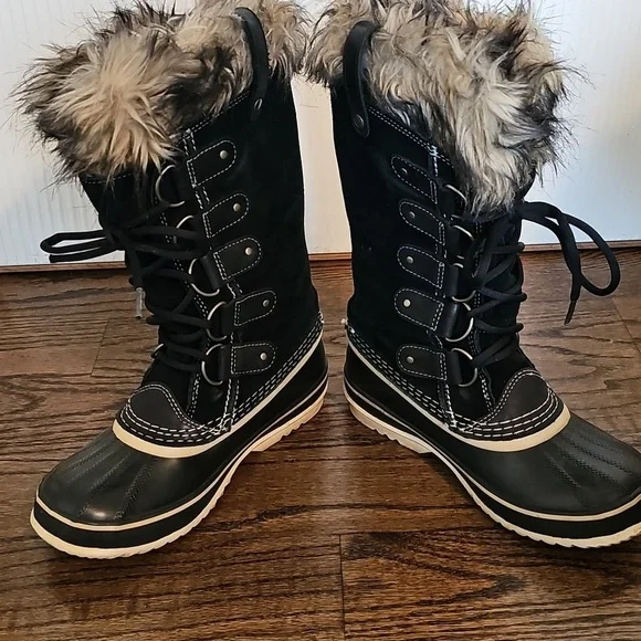 Sorel Joan Of Arctic Black Faux Fur Insulated Waterproof Winter Boots - Picture 5 of 12